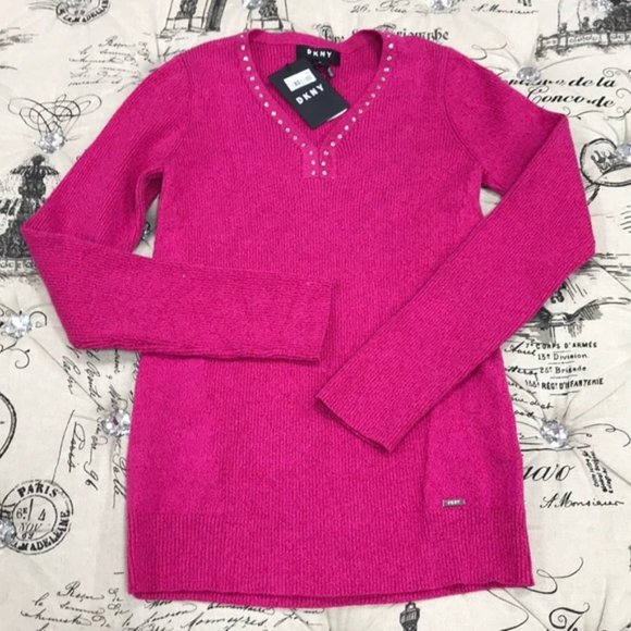 DKNY Metallic-Threaded Embellished Sweater - Picture 2 of 6